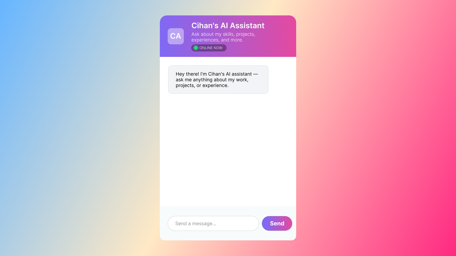 AI Portfolio Chatbot project screenshot